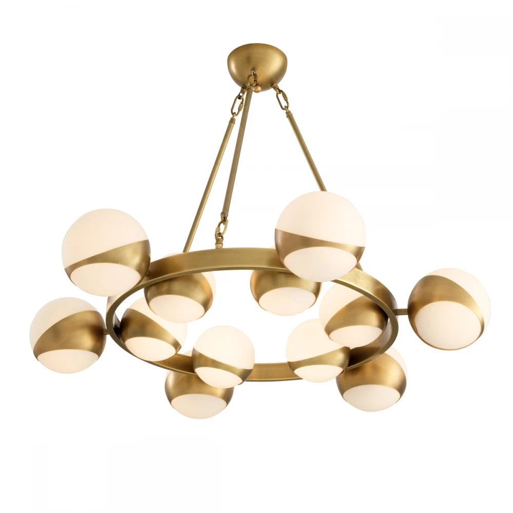 Candelabru din Metal Alama si Sticla Alb H73xD96cm Piazetta Eichholtz