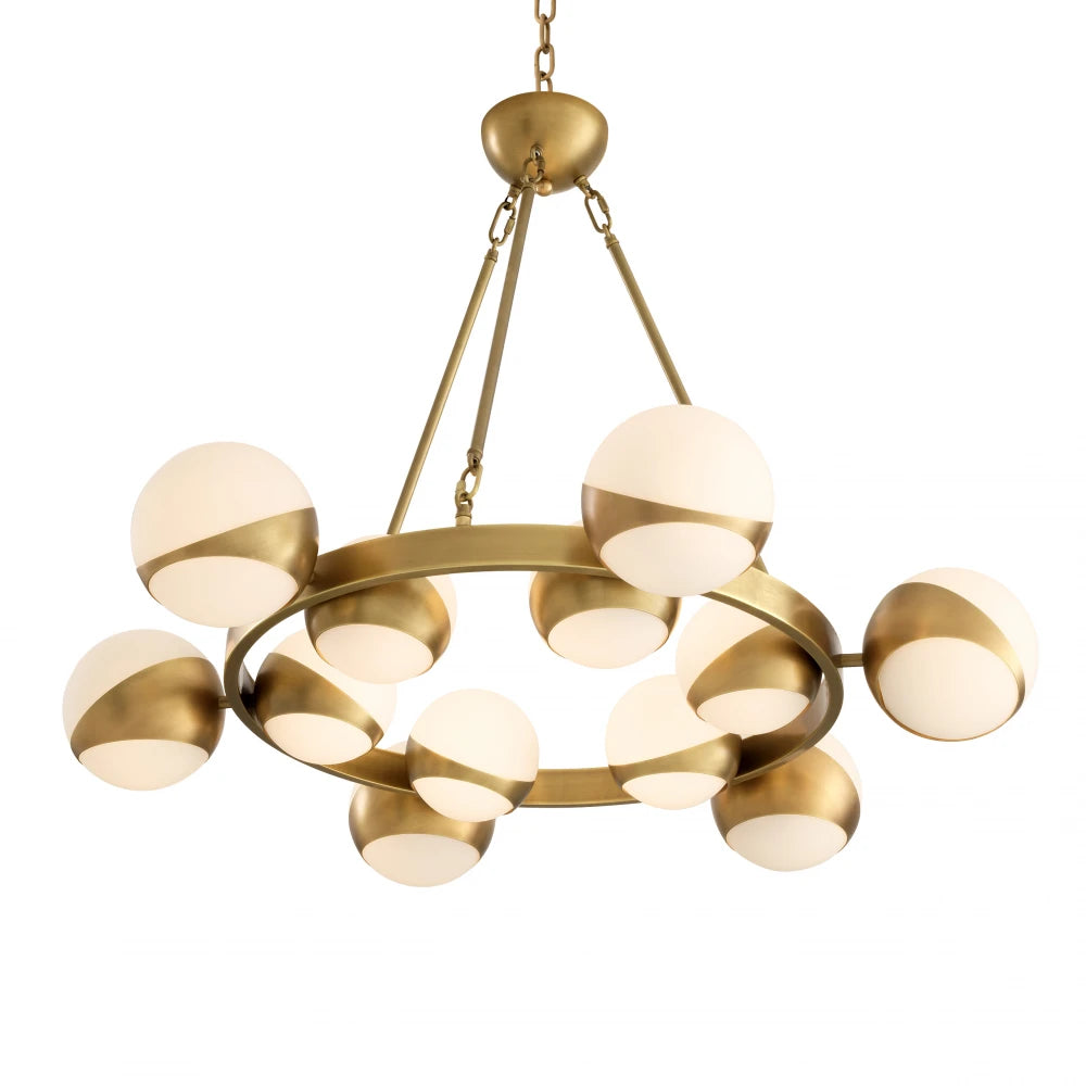 Candelabru din Metal Alama si Sticla Alb H73xD96cm Piazetta Eichholtz