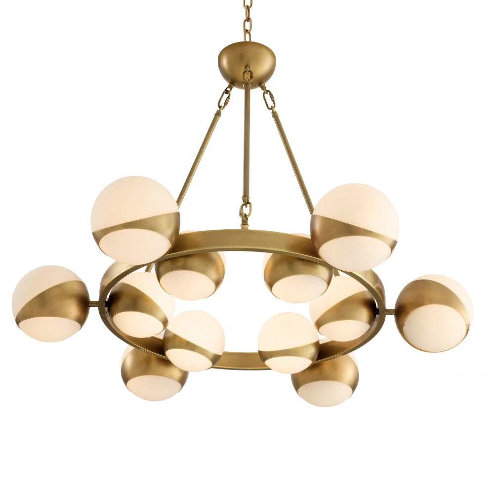 Candelabru din Metal Alama si Sticla Alb H73xD96cm Piazetta Eichholtz