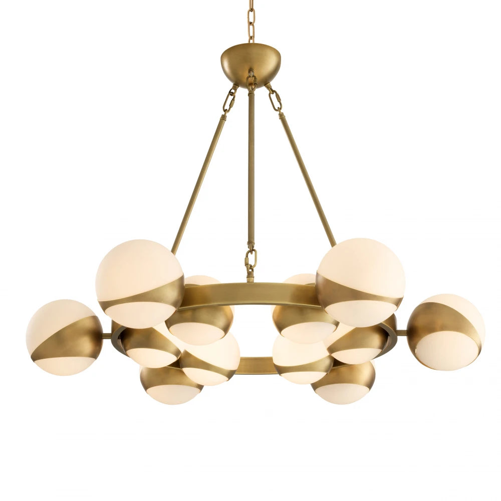 Candelabru din Metal Alama si Sticla Alb H73xD96cm Piazetta Eichholtz