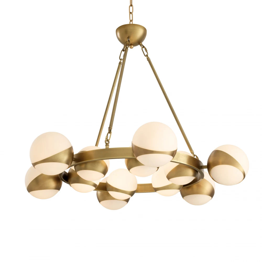Candelabru din Metal Alama si Sticla Alb H73xD96cm Piazetta Eichholtz