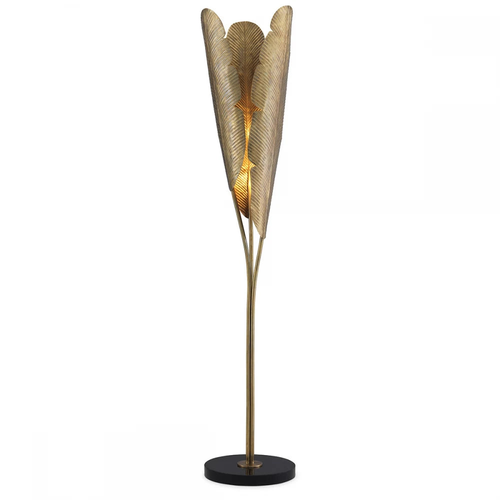 Lampa de podea din Metal/Granit Alama/Negru si Metal Alama H180xD36cm Plantain Eichholtz