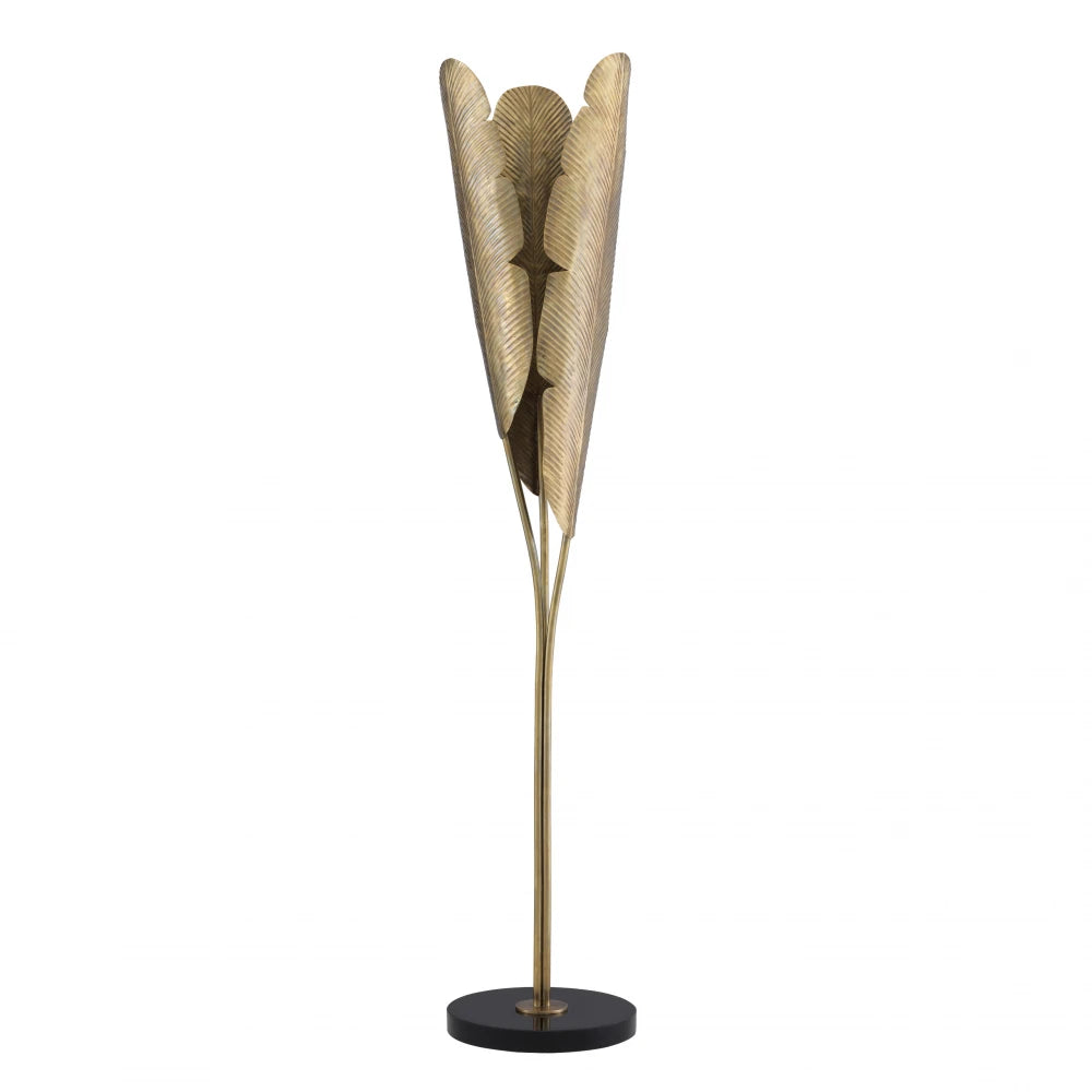Lampa de podea din Metal/Granit Alama/Negru si Metal Alama H180xD36cm Plantain Eichholtz