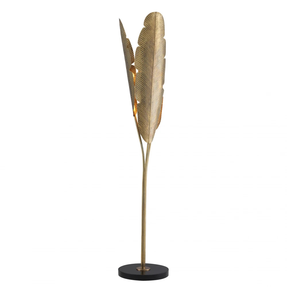 Lampa de podea din Metal/Granit Alama/Negru si Metal Alama H180xD36cm Plantain Eichholtz