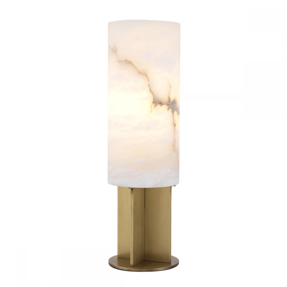 Veioza din Metal Alama si Alabastru Alb H47xD14cm Giorgina Eichholtz