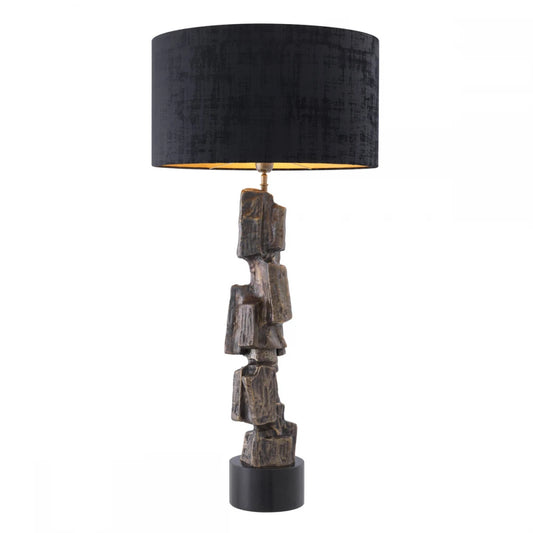 Veioza din Metal/Granit Alama/Negru si Stofa Negru H113xD55cm Noto Eichholtz