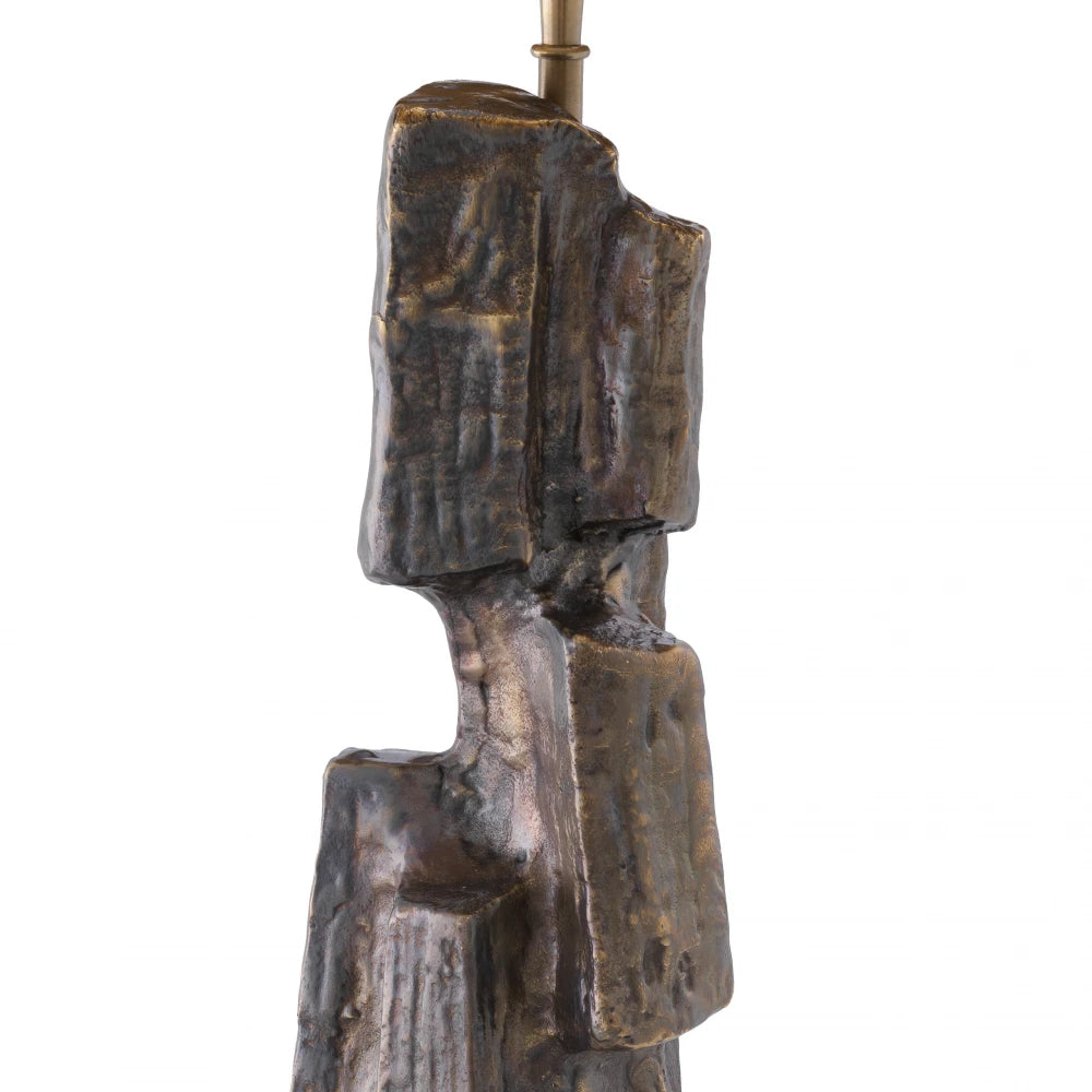 Veioza din Metal/Granit Alama/Negru si Stofa Negru H113xD55cm Noto Eichholtz