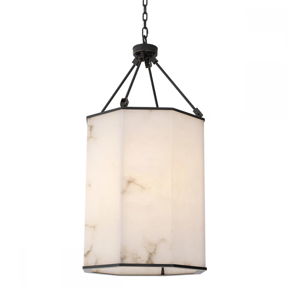 Pendul din Metal Bronz si Alabastru Alb H95xL49cm Victoire L Eichholtz