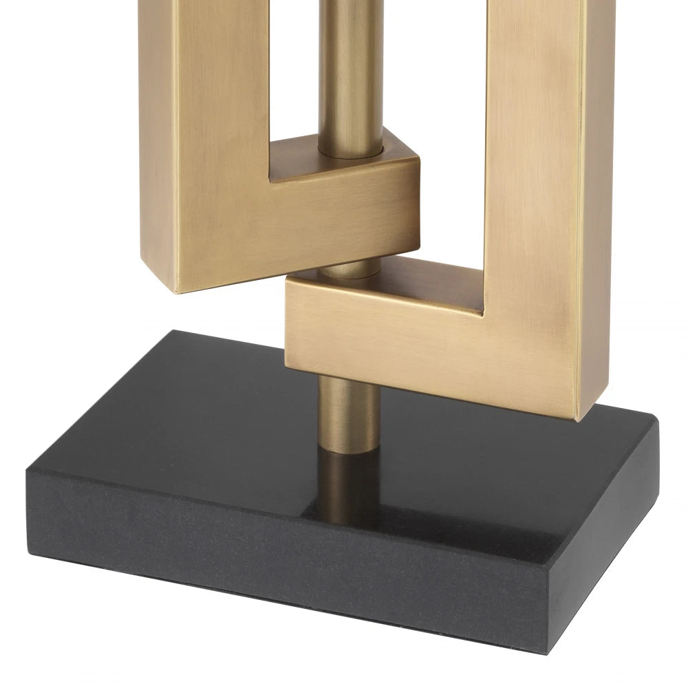 Veioza din Metal/Granit Alama/Negru si Stofa Alb H64xL40cm Leroux Eichholtz