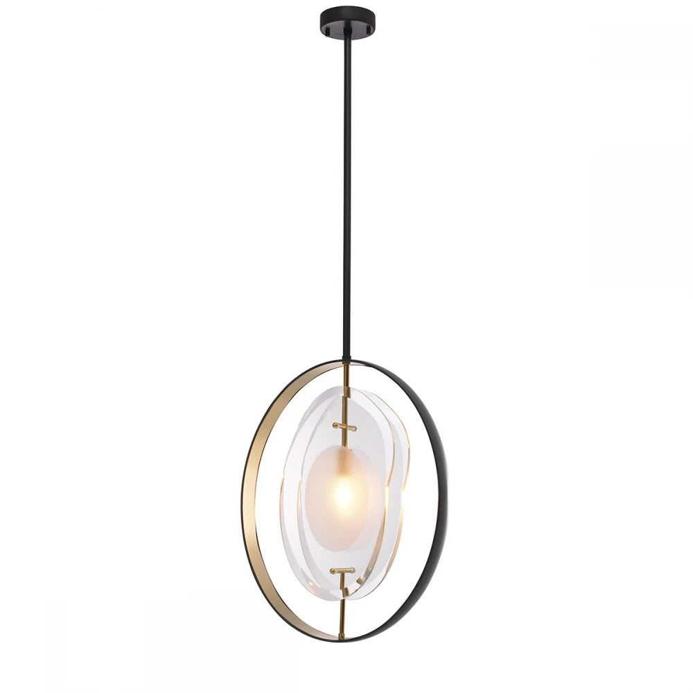 Pendul din Metal Negru/Auriu si Sticla Transparent H58xL43cm Vincente Eichholtz