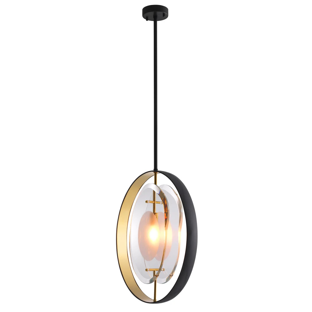 Pendul din Metal Negru/Auriu si Sticla Transparent H58xL43cm Vincente Eichholtz