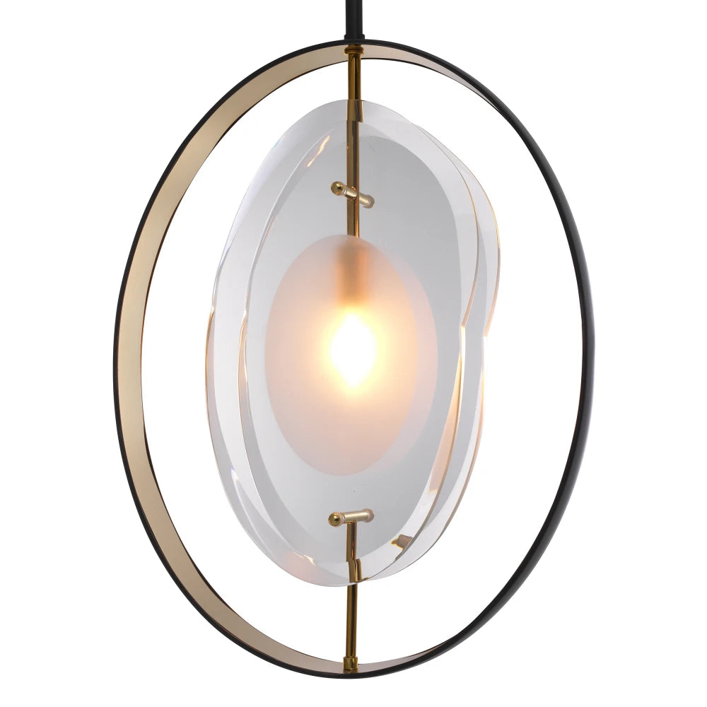 Pendul din Metal Negru/Auriu si Sticla Transparent H58xL43cm Vincente Eichholtz