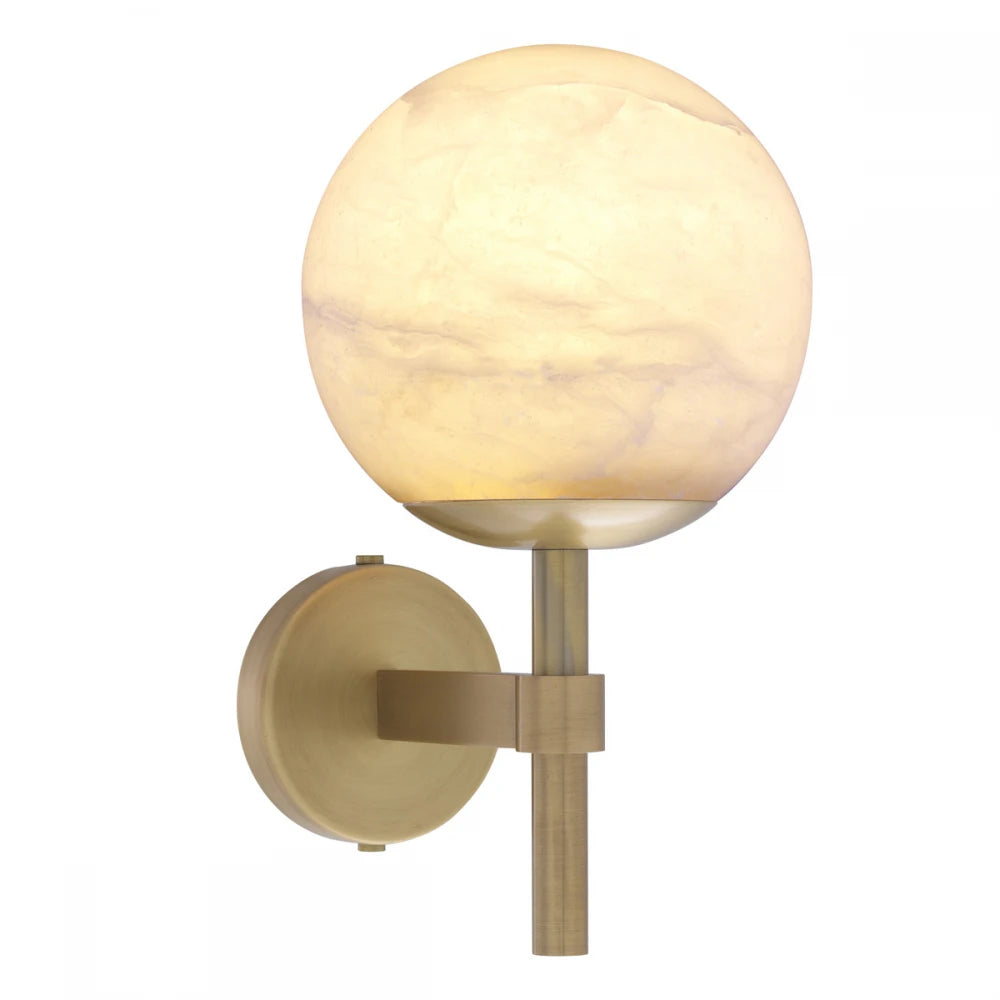 Aplica de perete din Metal Alama si Alabastru Alb H35xL18cm Jade Eichholtz