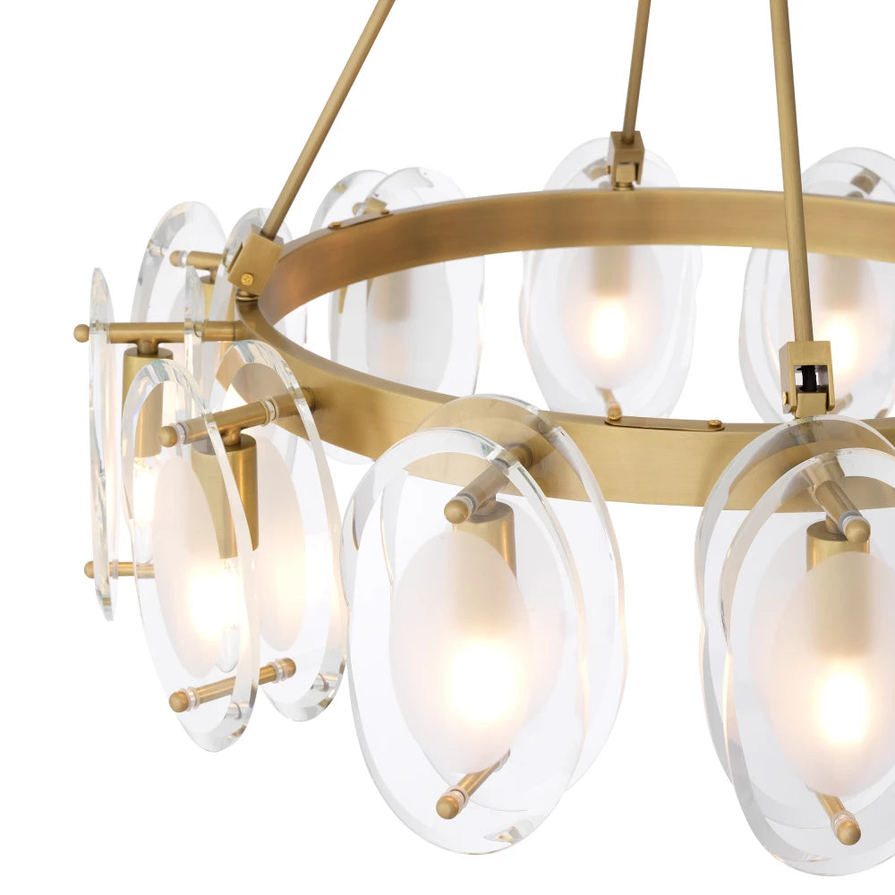 Candelabru din Metal Alama si Sticla Transparent H74xD75cm Sublime Eichholtz