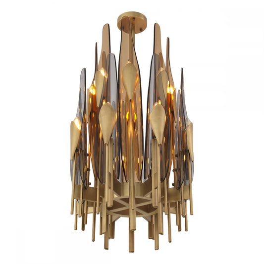 Candelabru din Metal Alama si Sticla Fumuriu/Auriu amber H80xD45cm Sky vertical Eichholtz