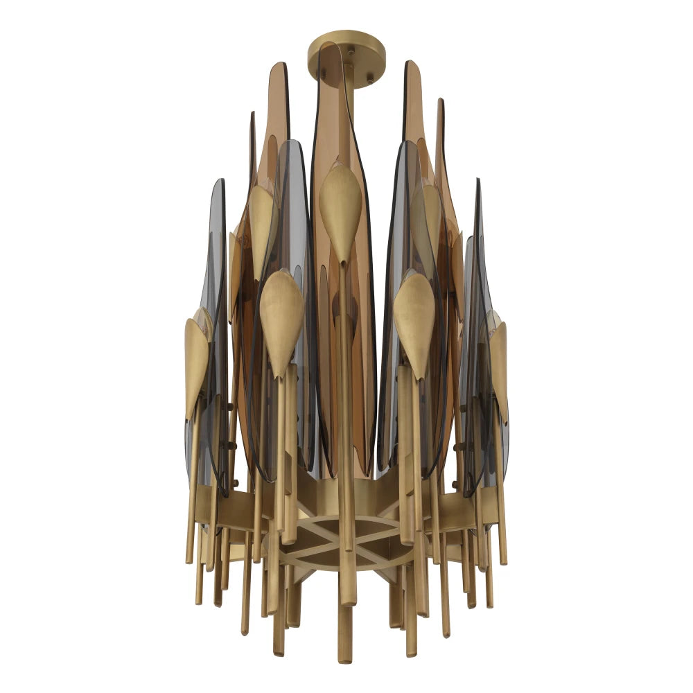 Candelabru din Metal Alama si Sticla Fumuriu/Auriu amber H80xD45cm Sky vertical Eichholtz
