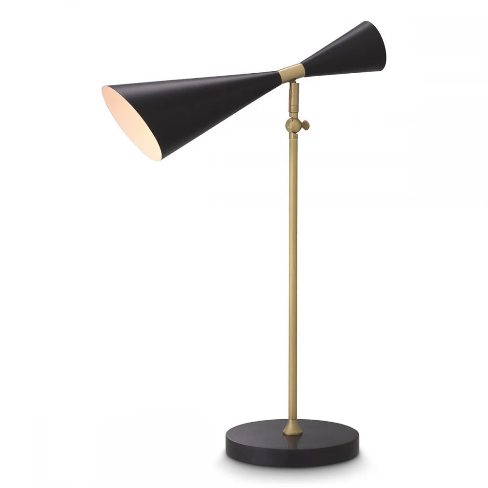 Veioza din Metal/Marmura Negru/Alama si Metal Negru H65xL42.5cm Milos Eichholtz
