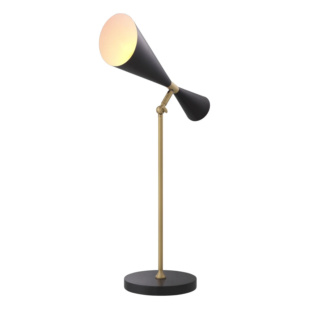 Veioza din Metal/Marmura Negru/Alama si Metal Negru H65xL42.5cm Milos Eichholtz