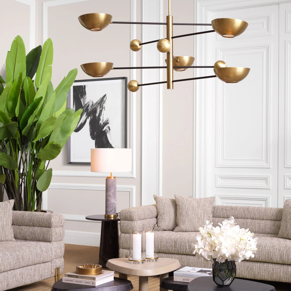 Candelabru din Metal Alama/Negru si Sticla Alama H56.5xD140cm Salinas Eichholtz