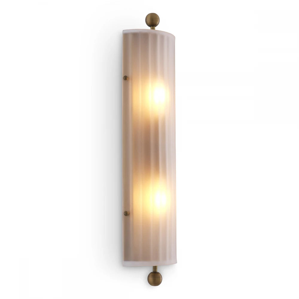 Aplica de perete din Metal Alama si Sticla Alb H55xL16cm Juno Eichholtz