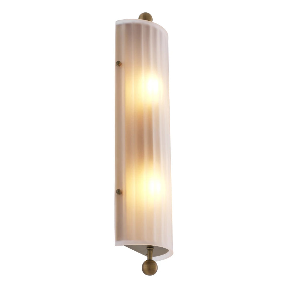 Aplica de perete din Metal Alama si Sticla Alb H55xL16cm Juno Eichholtz
