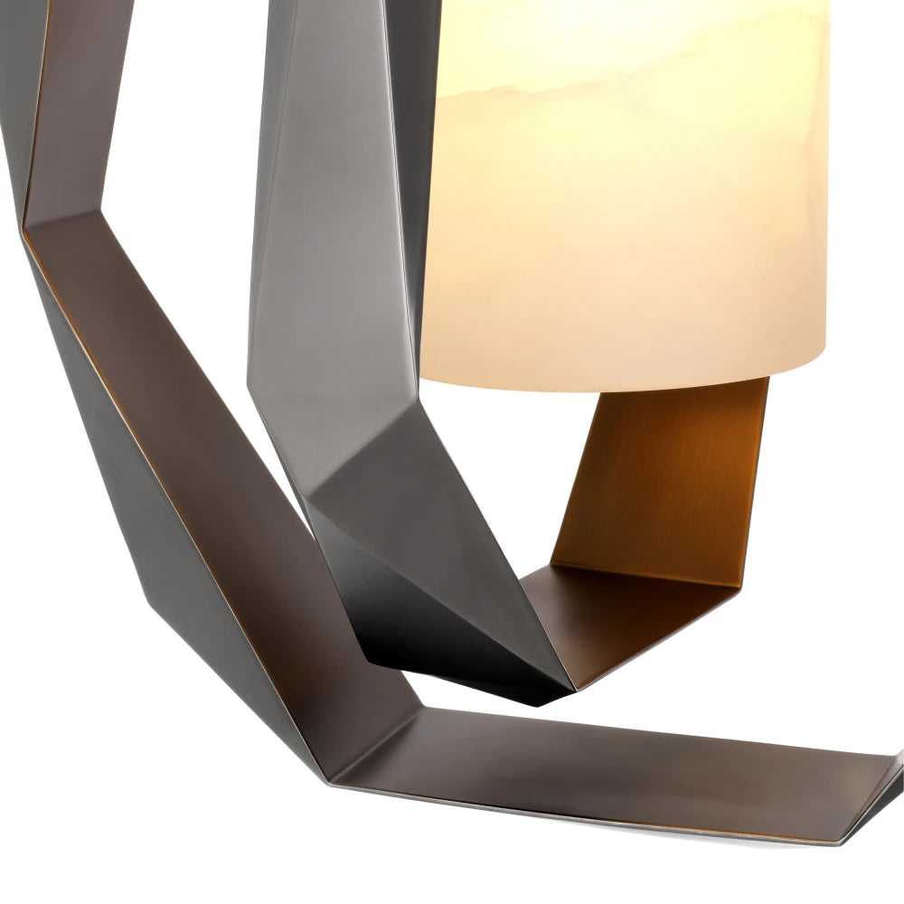 Candelabru din Metal Negru/Alama si Alabastru Alb H76xL51cm Santos Double Eichholtz