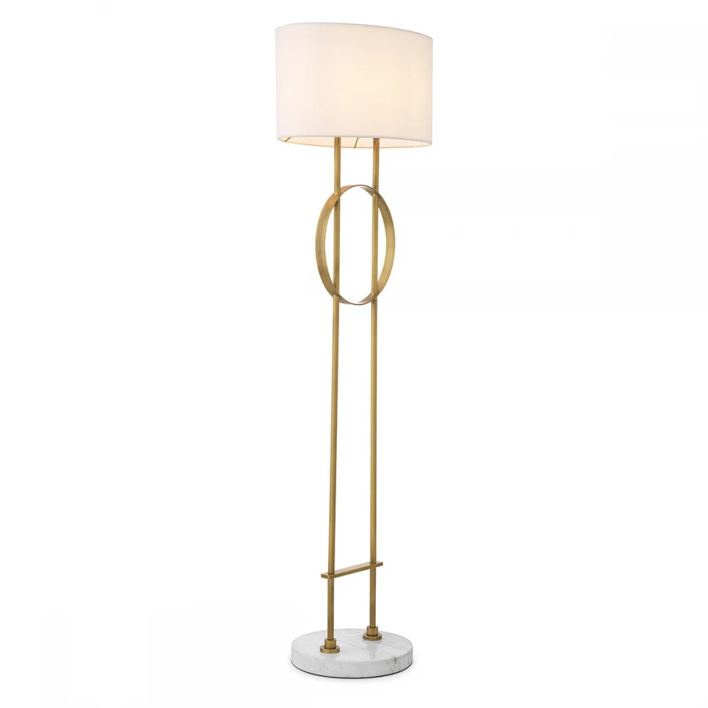 Lampa de podea din Metal/Marmura Alama/Alb si Stofa Alb H157xL49cm Kaiser Eichholtz