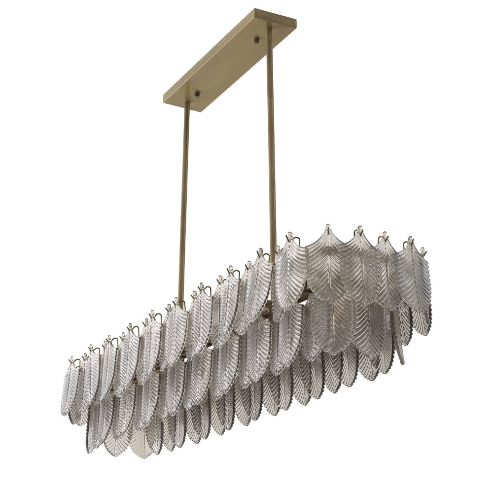 Candelabru din Metal Alama si Sticla Fumuriu H25xL140cm Verbier rectangular Eichholtz
