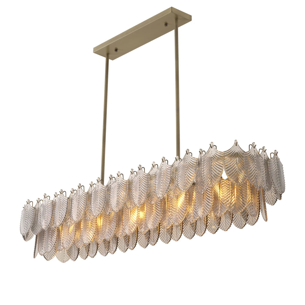 Candelabru din Metal Alama si Sticla Fumuriu H25xL140cm Verbier rectangular Eichholtz