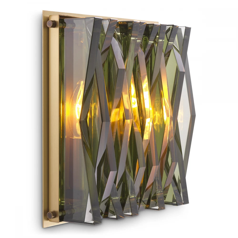 Aplica de perete din Metal Alama si Sticla Verde H21xL15cm Nuvola S Eichholtz