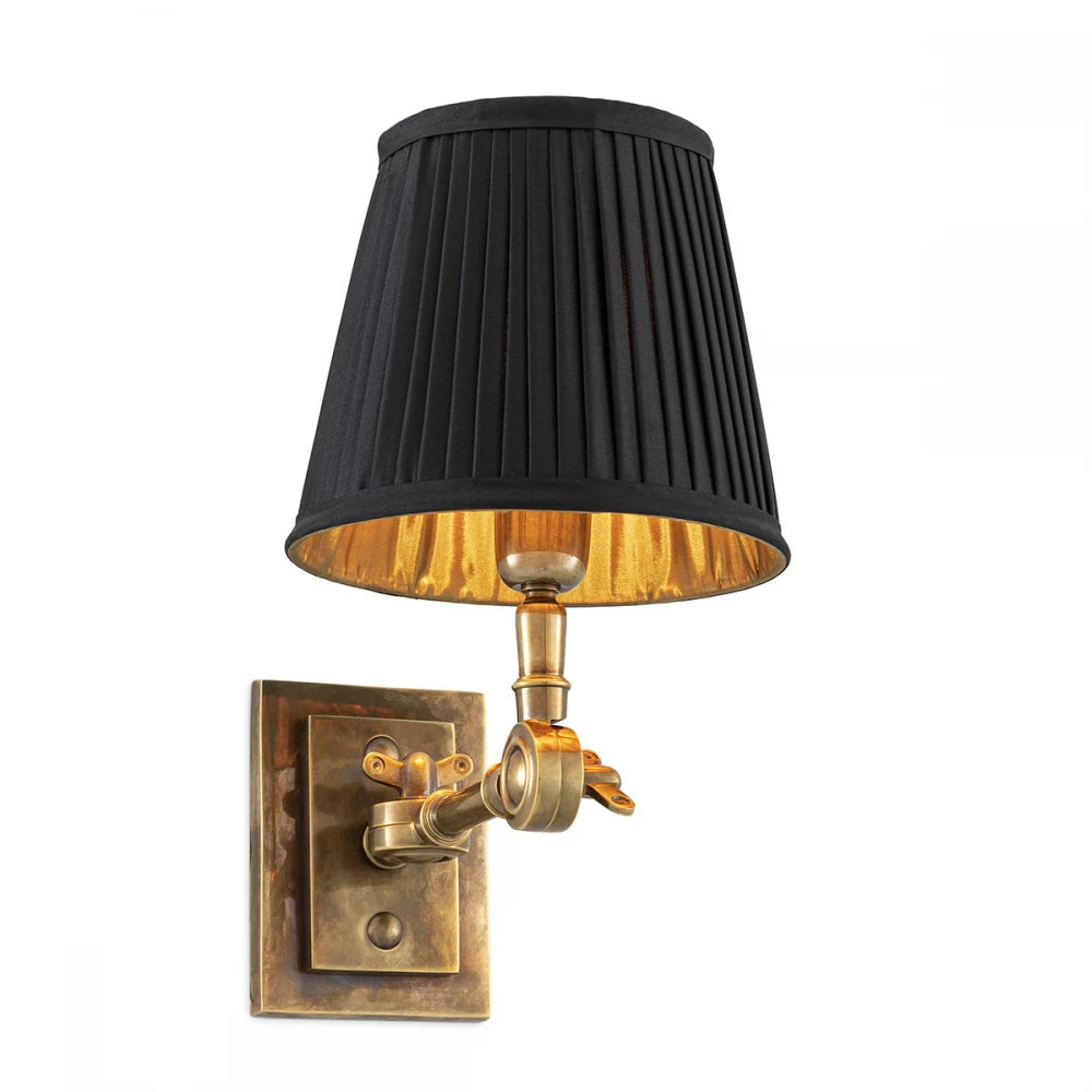 Aplica de perete din Metal Alama si Stofa Negru H26xL15cm Wentworth Single Eichholtz