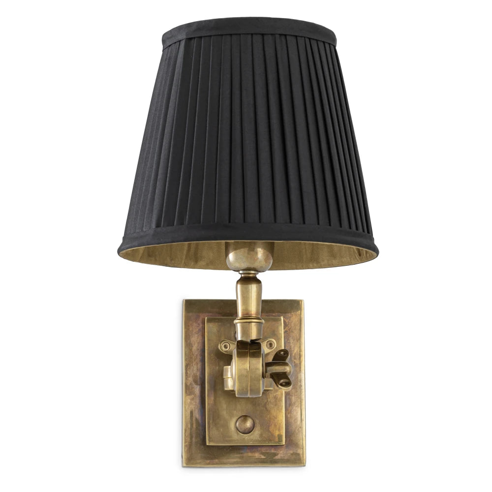 Aplica de perete din Metal Alama si Stofa Negru H26xL15cm Wentworth Single Eichholtz