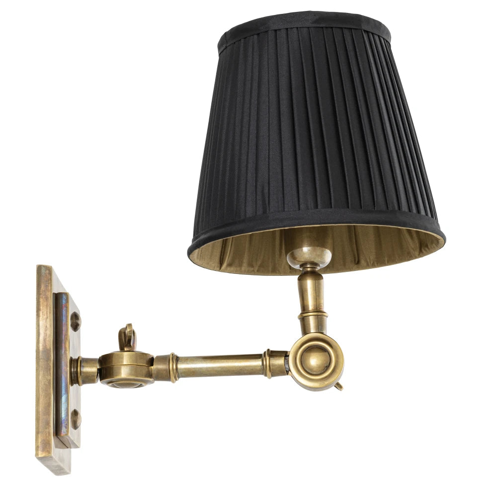 Aplica de perete din Metal Alama si Stofa Negru H26xL15cm Wentworth Single Eichholtz
