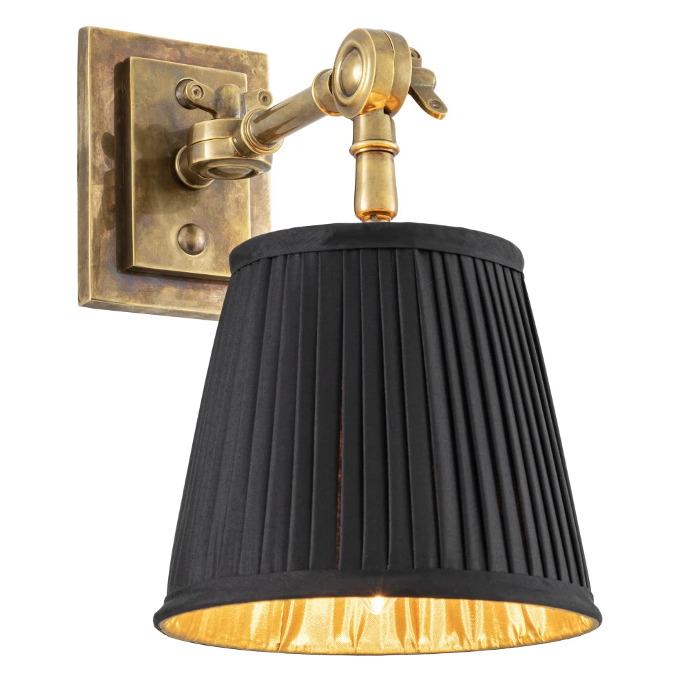 Aplica de perete din Metal Alama si Stofa Negru H26xL15cm Wentworth Single Eichholtz
