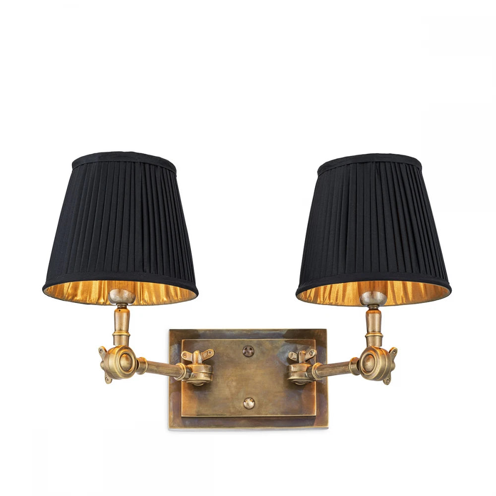 Aplica de perete din Metal Alama si Stofa Negru H25xL33cm Wentworth Double Eichholtz