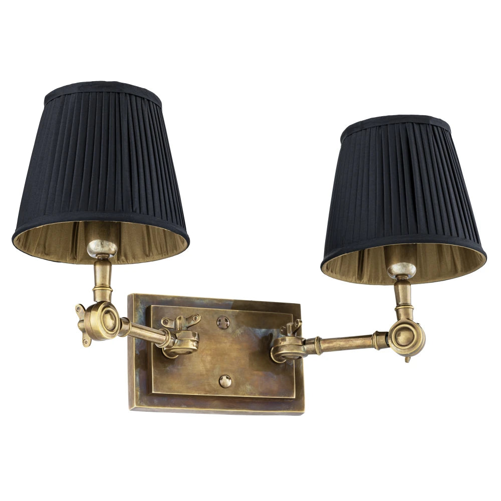 Aplica de perete din Metal Alama si Stofa Negru H25xL33cm Wentworth Double Eichholtz