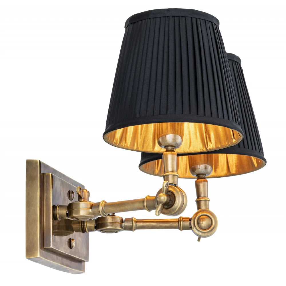 Aplica de perete din Metal Alama si Stofa Negru H25xL33cm Wentworth Double Eichholtz