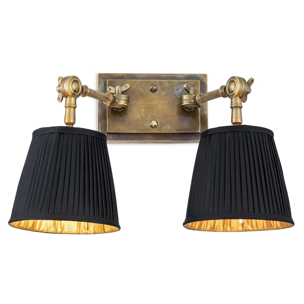 Aplica de perete din Metal Alama si Stofa Negru H25xL33cm Wentworth Double Eichholtz