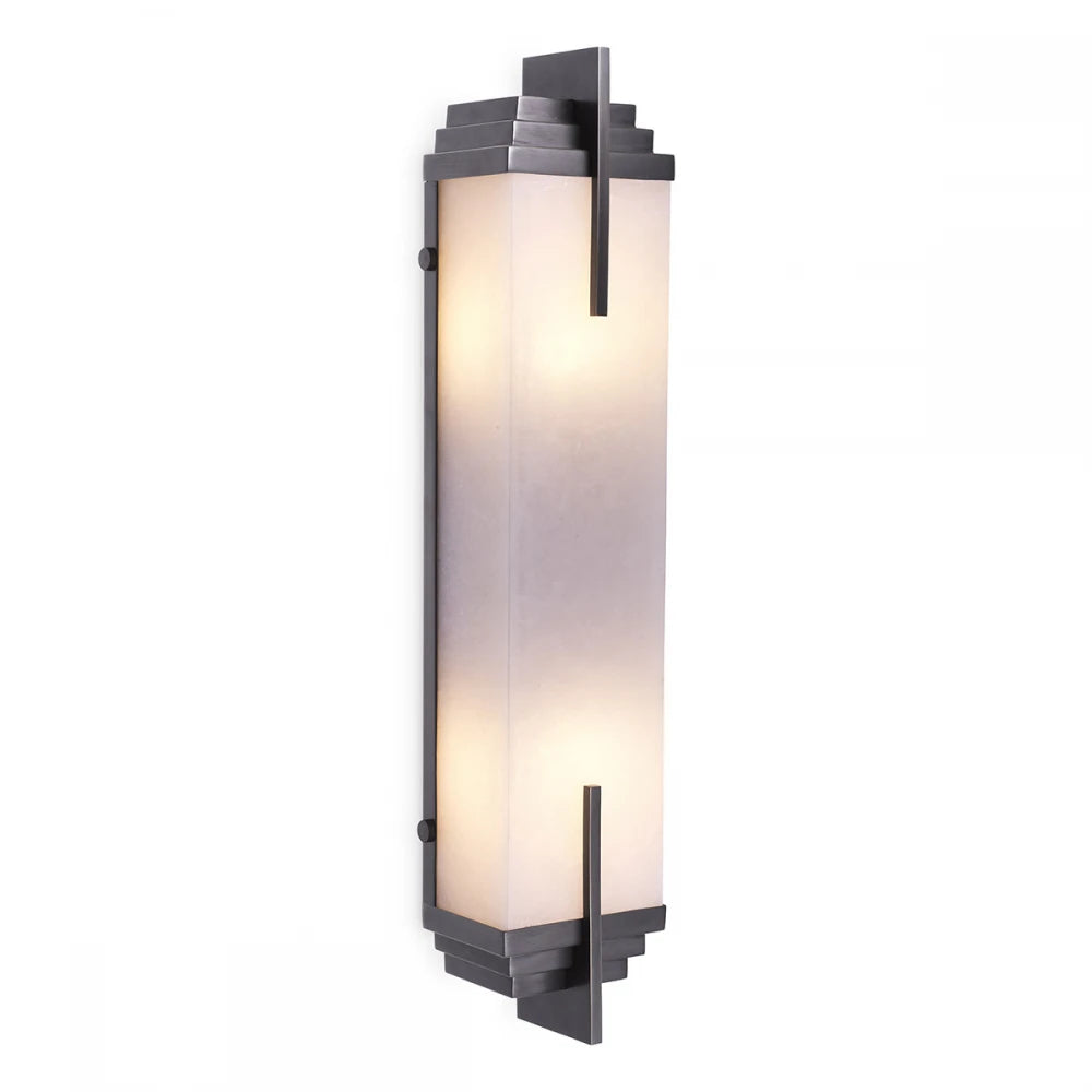 Aplica de perete din Metal Bronz si Alabastru Alb H51xL10.5cm Harman Eichholtz