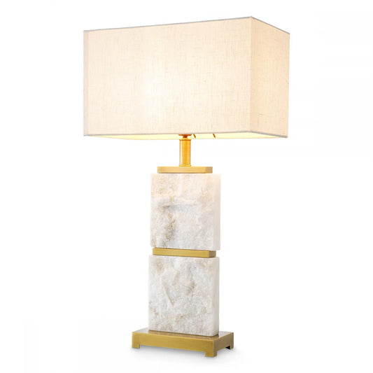 Veioza din Metal/Marmura Alama/Alb si Stofa Alb H70.5xL40cm Newton L Eichholtz
