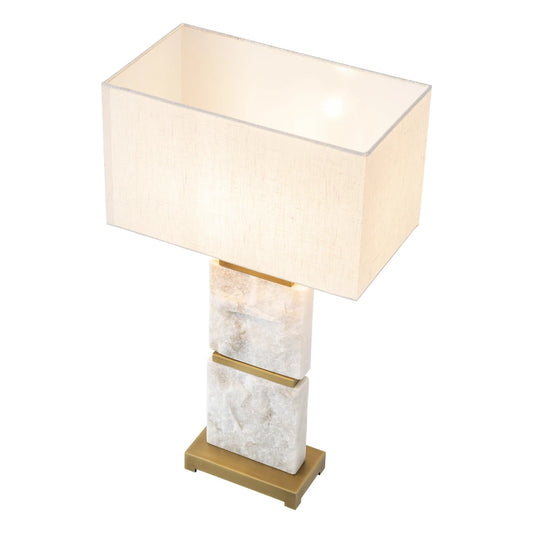 Veioza din Metal/Marmura Alama/Alb si Stofa Alb H70.5xL40cm Newton L Eichholtz