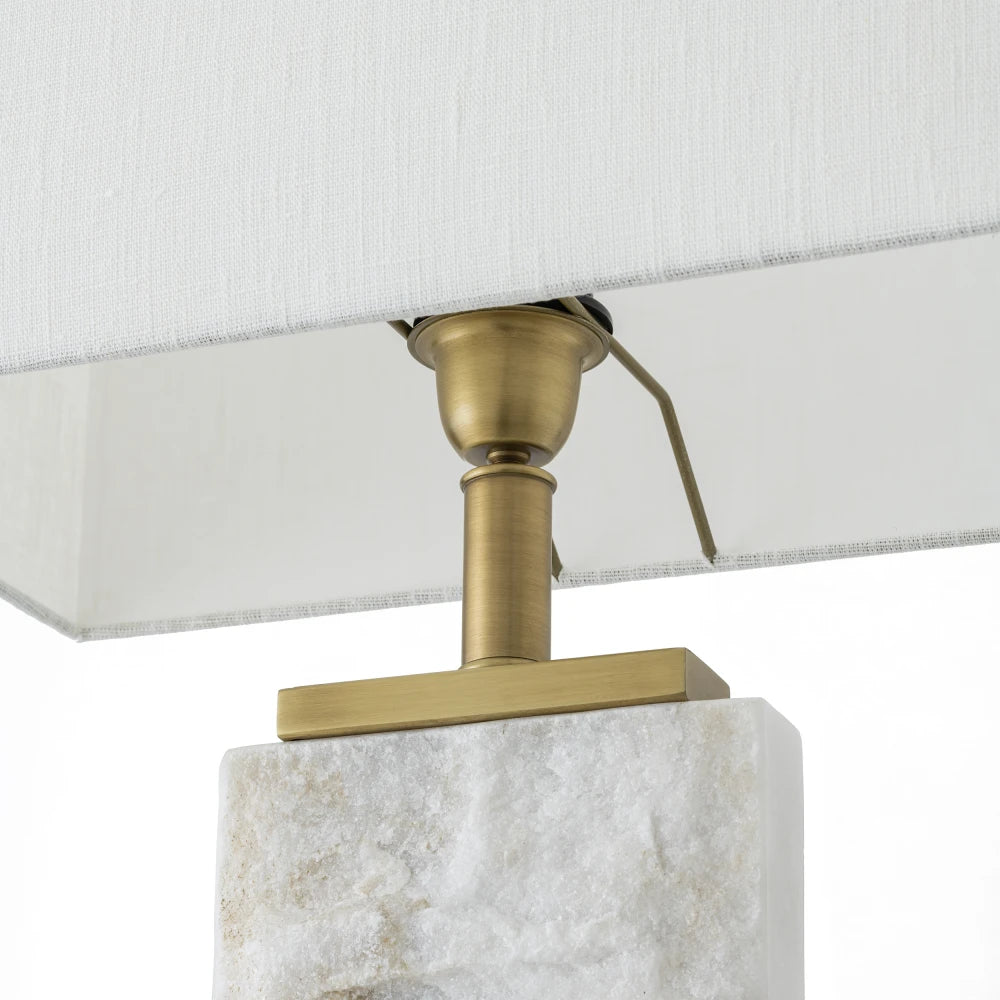 Veioza din Metal/Marmura Alama/Alb si Stofa Alb H70.5xL40cm Newton L Eichholtz