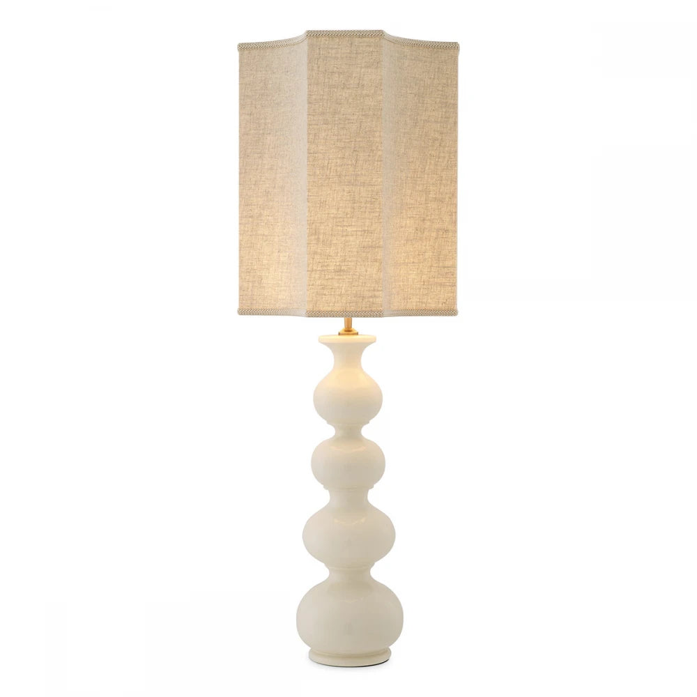 Veioza din Metal/Ceramica Alama/Alb si Stofa Crem H116.5xL40.5cm Mabel Eichholtz