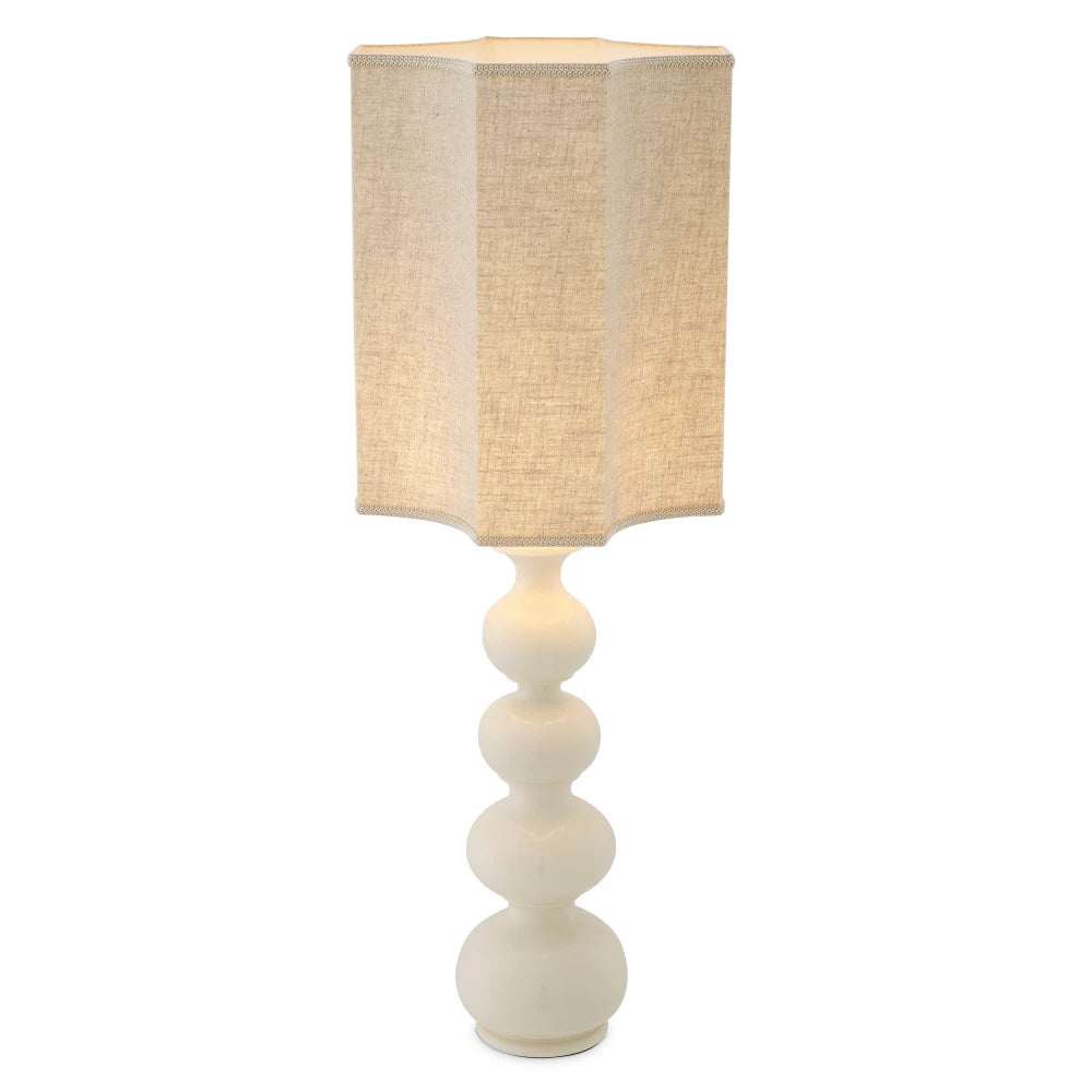Veioza din Metal/Ceramica Alama/Alb si Stofa Crem H116.5xL40.5cm Mabel Eichholtz