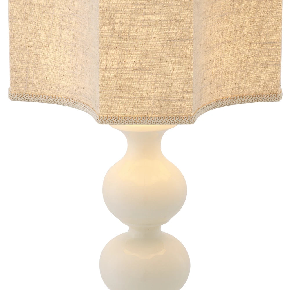 Veioza din Metal/Ceramica Alama/Alb si Stofa Crem H116.5xL40.5cm Mabel Eichholtz