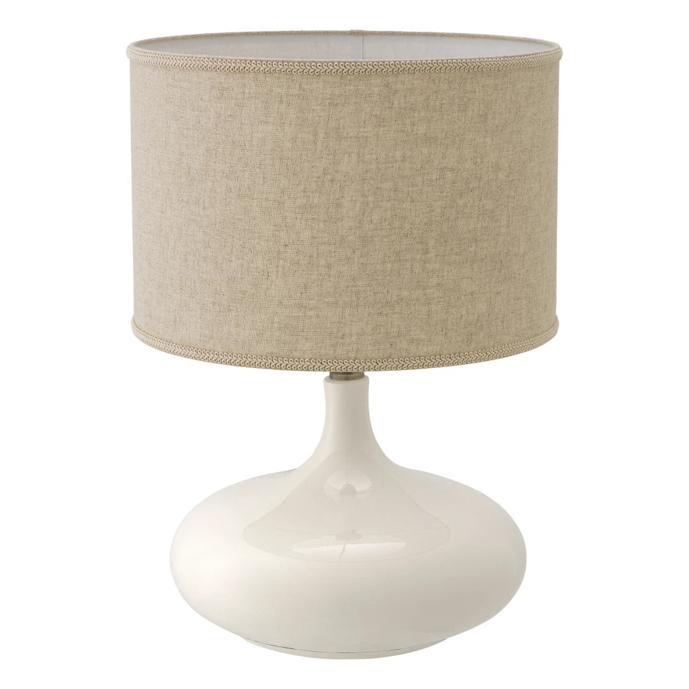 Veioza din Metal/Ceramica Alama/Alb si Stofa Crem H64.5xL46cm Jones Eichholtz
