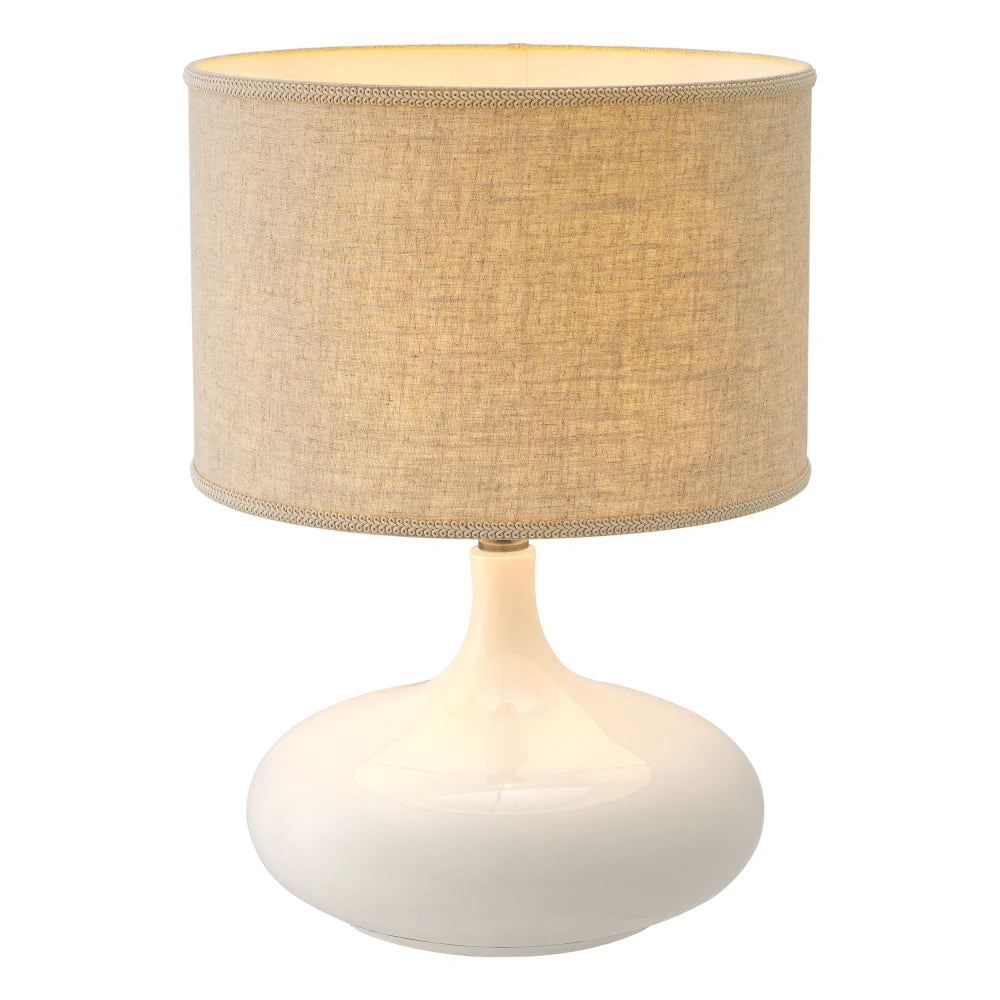 Veioza din Metal/Ceramica Alama/Alb si Stofa Crem H64.5xL46cm Jones Eichholtz