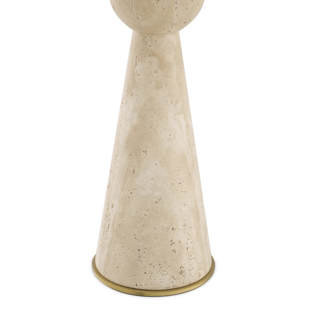 Veioza din Metal/Travertin Alama/Bej si Stofa boucle Alb H78.5xL40cm Novak Eichholtz