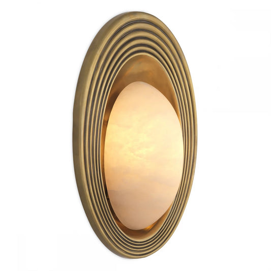Aplica de perete din Metal Alama si Alabastru Alb H45xL27cm Savono Eichholtz