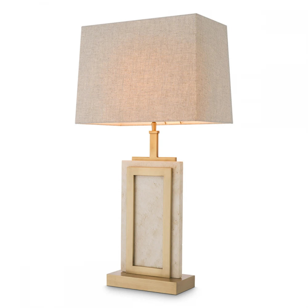 Veioza din Metal/Travertin Alama/Bej si Stofa Bej H77.5xL41cm Murray Eichholtz